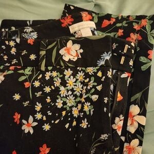 New York & Company Floral Ankle Pants - Black Multi